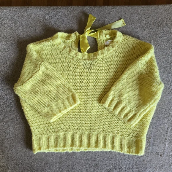 Anthropologie Maeve Cecile Bow-Back Sweater Bright Yellow Size XS - Picture 10 of 16